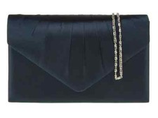 Women Satin Pleated Clutch Bag Bridal Wedding Evening Party Prom Handbag Chain
