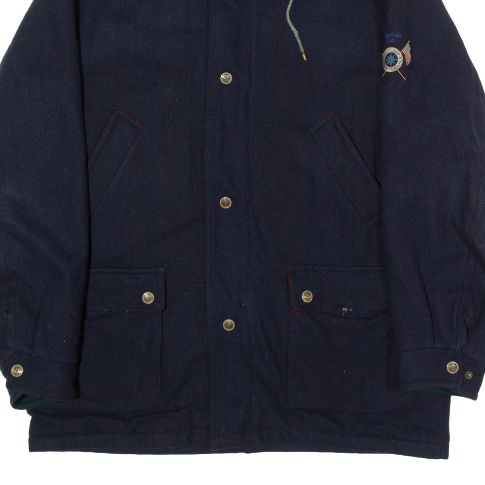Vintage GANT America's Cup Sailing Mens Parka Coat Blue Knit 90s USA