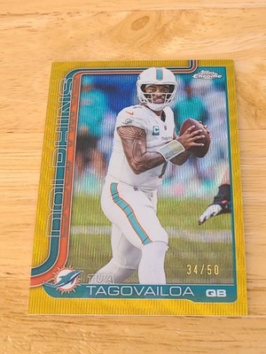 2025 Topps Chrome Gold Wave Refractor #187 Tua Tagovailoa /50 Dolphins $$$