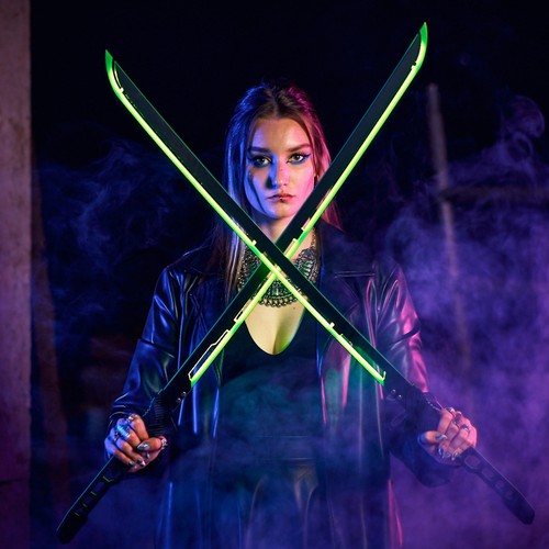 Phantom Green LED Katana Cyberpunk Prop Replica Cosplay Gift Sword Lights - Picture 7 of 13