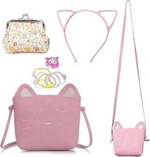 Cute Cat Crossbody Bag 4-Pack Little Girls Purses with Mini Coin Purse  Ha