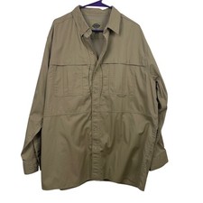 Dickies Men's Khaki Long Sleeve Button Up Shirt Work Outdoor Utility Size XL