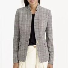 J Crew Regent Blazer in Glen Plaid Size 2 Houndstooth Tweed Wool Blend Jacket
