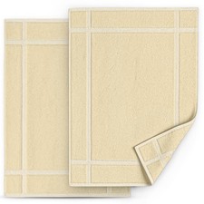 Pearl Linens Pack of 2 100 Cotton Bath Mat 18x25 - Set 2, Beige
