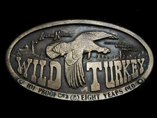 MJ29125 VINTAGE 1974 **WILD TURKEY BOURBON** BOOZE BELT BUCKLE