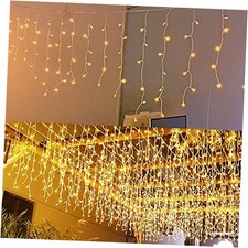 LED Icicle Lights, 8 Modes 96 LEDs Christmas Short Curtain 13FT Warm White
