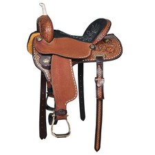 C-U-15 15 In Western Horse Saddle Leather Trail Barrel Hilason Dark Brown