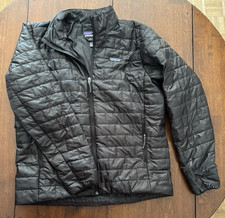 Patagonia Men's Black XL Full Zip Puffer Jacket Stand-Up Collar Zipped Pockets