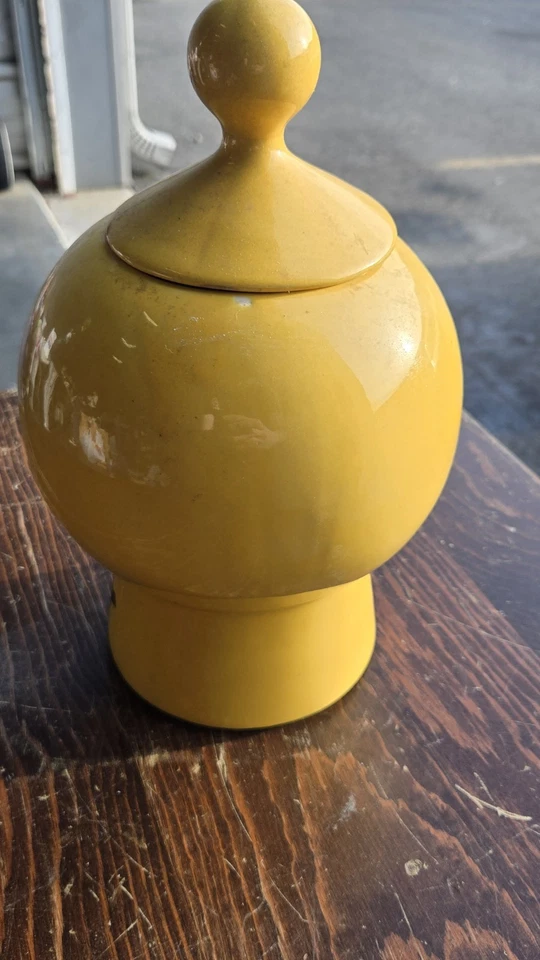 VTG McCoy Cookie Jar “Have A Happy Day” Smiley Face USA Pottery Yellow - Image 3 of 4