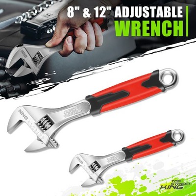 8'' 12'' Durable Chrome Vanadium Steel I-beam Rubberized Grip Adjustable Wrench