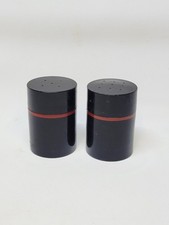 Salière Et Poivrier En Plastique Noir Vintage 1970 Chabrière & Cie Made In Japan