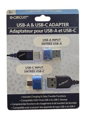 e-Circuit USB-A & USB-C Adapter Set 2Pc Charging Data Transfer New Sealed
