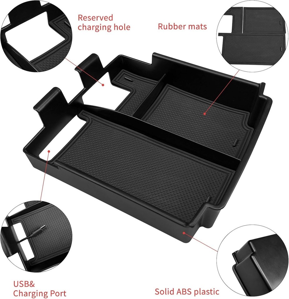 Center Console Tray Compatible with 2025 2026 Ford Bronco 4-Door Black ...