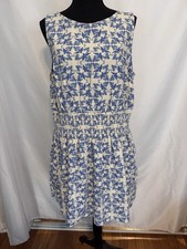 Universal Thread Mini Dress Womens XL Blue White Floral Print Back Tie