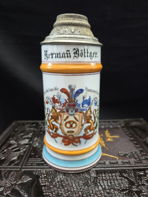 German Beer Stein Occupational Baker 0.5 L 1904 Porcelain Lithophane 