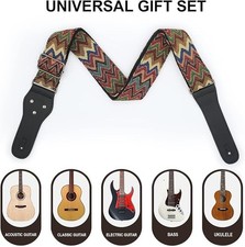 Vintage Woven Guitar Strap   Retro 60s/70s Style   2 Strap Locks  Headstock Tie