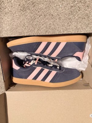 adidas Breaknet Sleek Low Top Lace-Up Sneakers Shadow Navy Pink Gum Leather