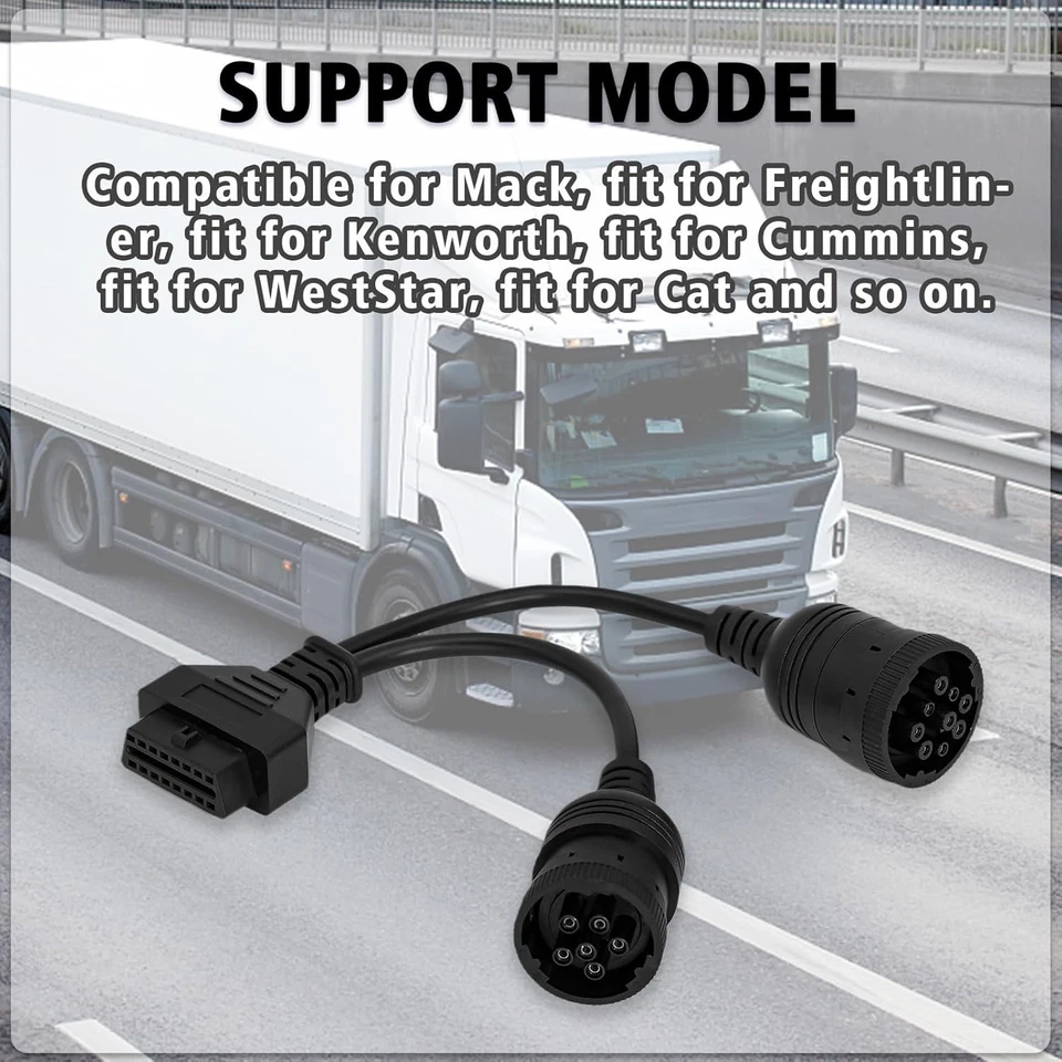 Cable adaptador OBD2 para 6 pines J1708 + 9 pines J1939 para comercial, camión, trabajo pesado Foto 2 de 4