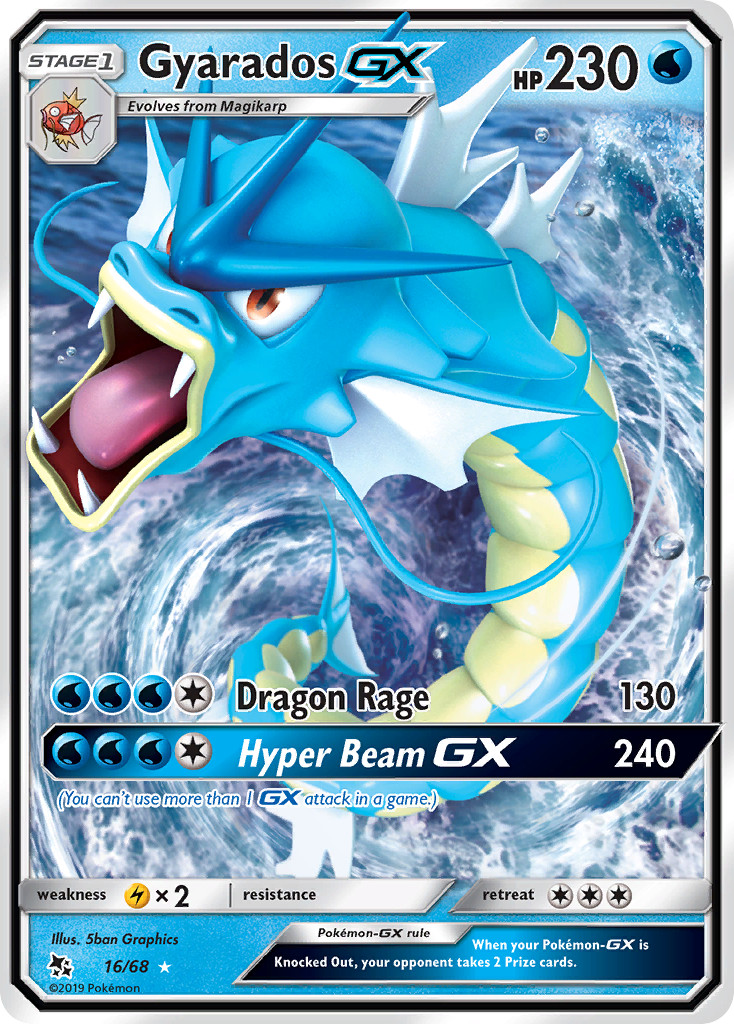 Gyarados GX 16/68 Holo GX Rare Hidden Fates Pokemon Near Mint