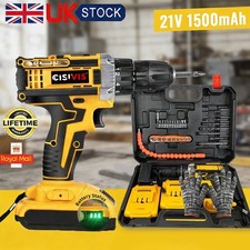 2 Battery 21V Cordless Drill Combi Driver High Power Electric Screwdriver Set