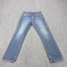 Sean John Jeans Mens 34x32 Blue Relaxed Straight Clayton Studded Button Fly