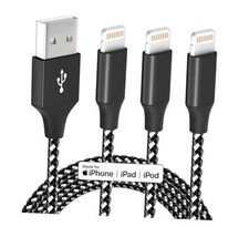 iPhone Charger Fast Charging Cord 3 Pack 10 FT Apple MFi Certified BlackWhite