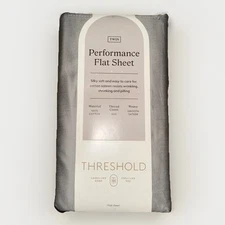 Threshold 400 Thread Count Performance Flat Sheet Twin Gray New