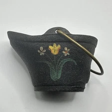 Vintage Minature Cast Iron Bucket Figurine Flowers