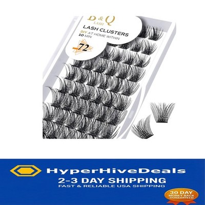 B&Q Cruelty-Free Volume Eyelash Clusters - 72PCS for Stunning Self-Application