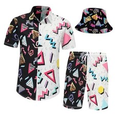 Mens Hawaiian Shirts and Shorts Set Funny Hawaiian Shirts for Large Color-12