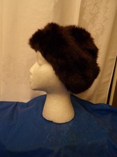 Ladies Made in England Mahogany Brown Faux Mink Fur Roller Style Vintage Hat