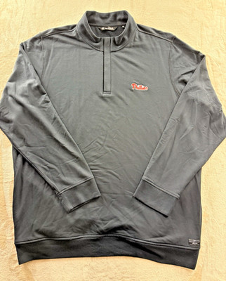 Travis Mathew 1/4 Zip Pullover Black Sweatshirt Men's 3XL Philadelphia Phillies