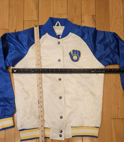 CHAQUETA M NUEVA CON ETIQUETAS Starter MILWAUKEE BREWERS Team MLB Pass Rush satinada para mujer nueva - Imagen 13 de 19