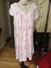 MISS ELAINE COTTON BLEND WOMEN SHORT NIGHTGOWN PINK/WHITE FLORAL SZ. XL