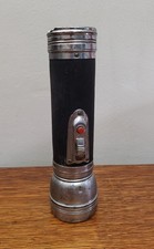 Vintage Bond No 102 Flashlight Made in USA Black Ribbed Handle Red Button