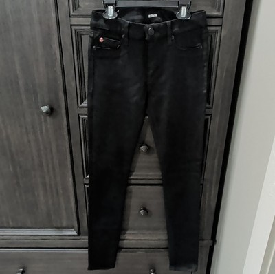 Hudson Denim Super Skinny Women's Jeans Black Button Zip Stretch Pockets