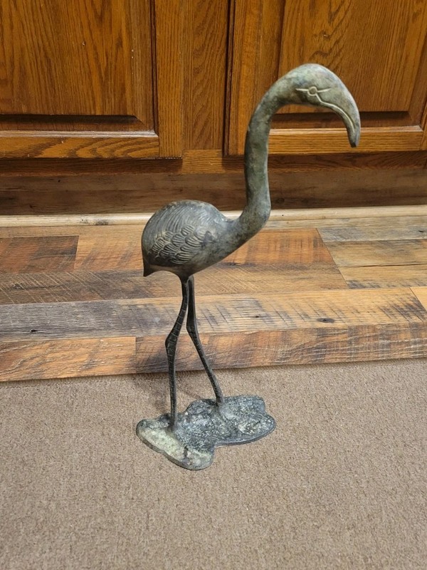 Vintage Metal Crane Heron Bird Figurine Statue Home Decor Used Conditions 