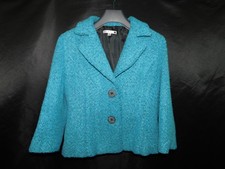 Cabi Sz 6 Turquoise Blue Blazer Boucle Wool Blend Crop Jacket 186 Button