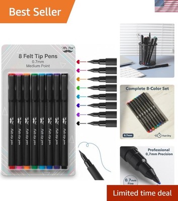 Felt Tip Pens, Assorted Colors, 8 Pack, 0.7mm, Bible Journaling Pens, Fine Fe...