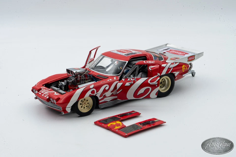1/24 DANBURY MINT 1963 CHEVROLET CORVETTE PRO MOD COCA COLA RED DRAGSTER - Image 2 of 4