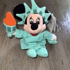 Disney Statue of Liberty 9  Minnie Mouse Mini Bean Bag Doll Plush NWT New