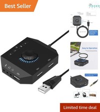 USB Hub with Audio Adapter 3 USB Ports Microphone Headphone Jack Volume