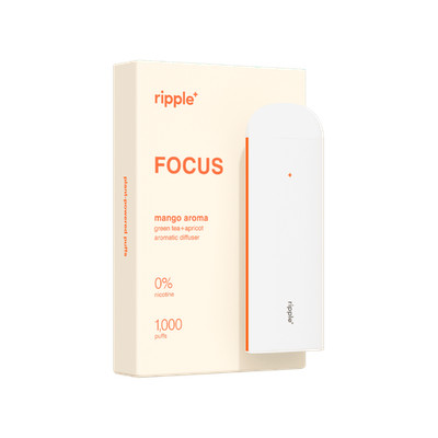 Ripple Mango 0% Nicotine Diffuser, Green Tea & Apricot Extracts, 1,000 Puffs