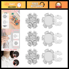 Rhinestone Button Covers, 6Pcs Round Crystal Flower Clips for Shirt Cufflinks, W