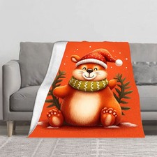 Cozy Flannel Blanket with Cheerful Cartoon Bear Design - Perfect for Sofa