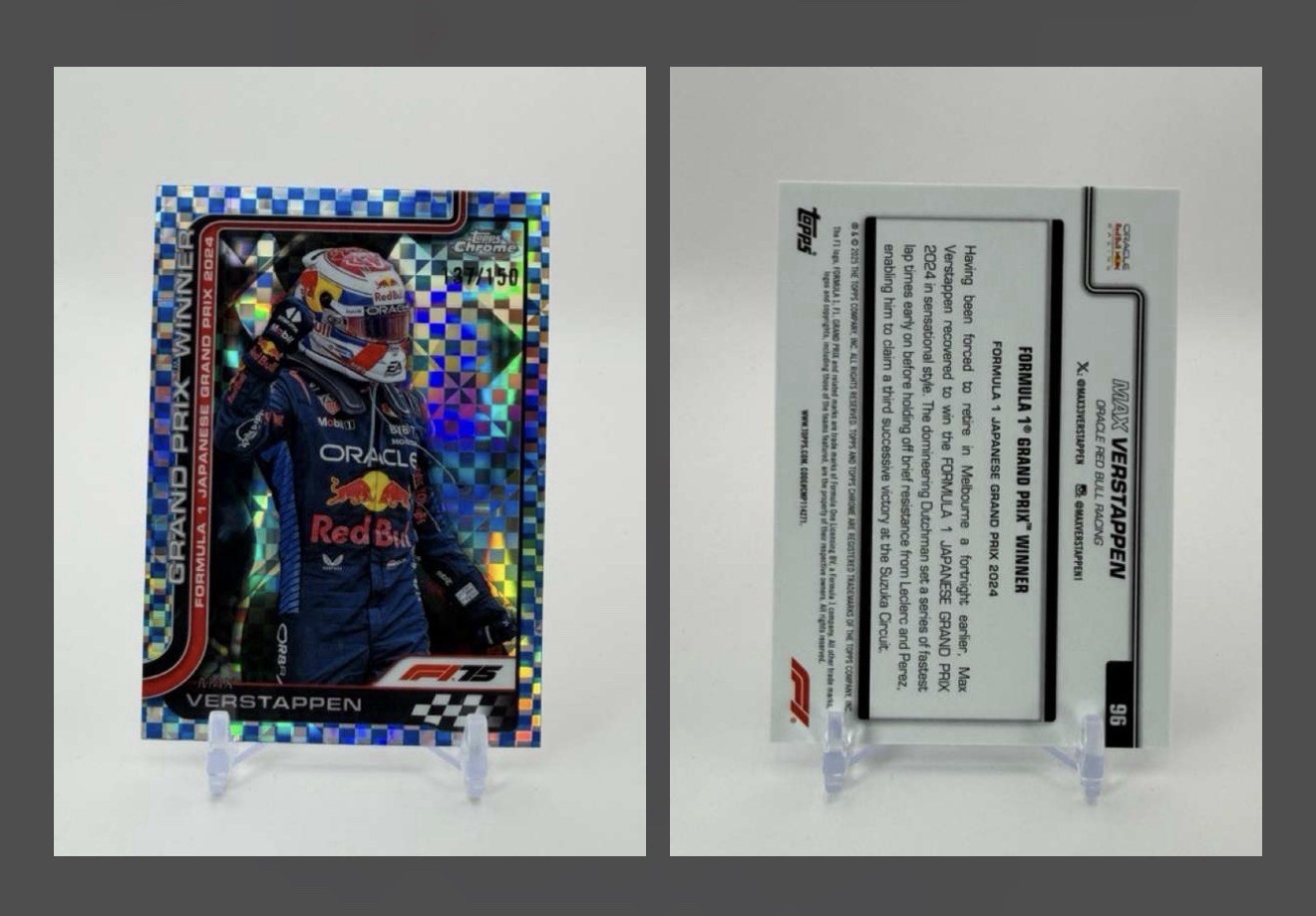 Max Verstappen 2025 Topps Chrome F1 #96 Blue Checker Flag /150 Red Bull Racing view 3