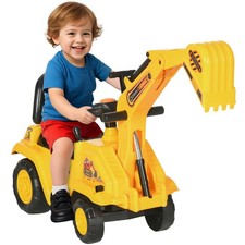 Kids Ride-On Excavator Truck with Horn, Under Seat Storage, Sit  Scoot Toy for