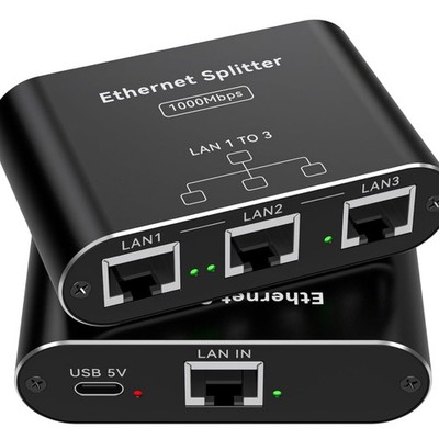 Gigabit Ethernet LAN Splitter 1 auf 3 PoE Netzwerk Switch 1000Mbps RJ45 Kabel...