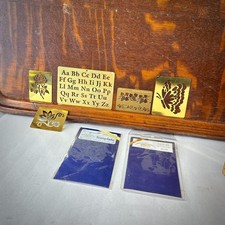 VINTAGE AMERICAN TRADITIONAL SOLID BRASS STENCILS ALPHABET ROSE BUTTERFLY BORDER