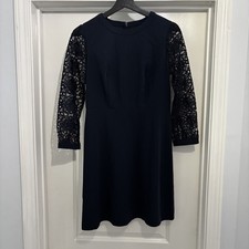 Ann Taylor Loft Navy Dress, Size 2 Petite, Beautiful Lace Sleeves